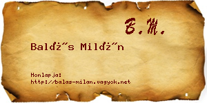 Balás Milán névjegykártya