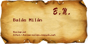 Balás Milán névjegykártya